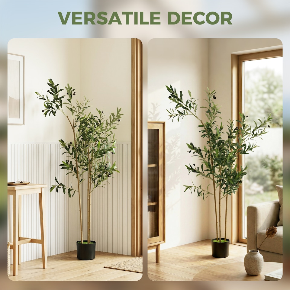 image 1 of HOMCOM 148 cm Decorative Artificial Plant, Silk Olive Tree with 553 Leaves