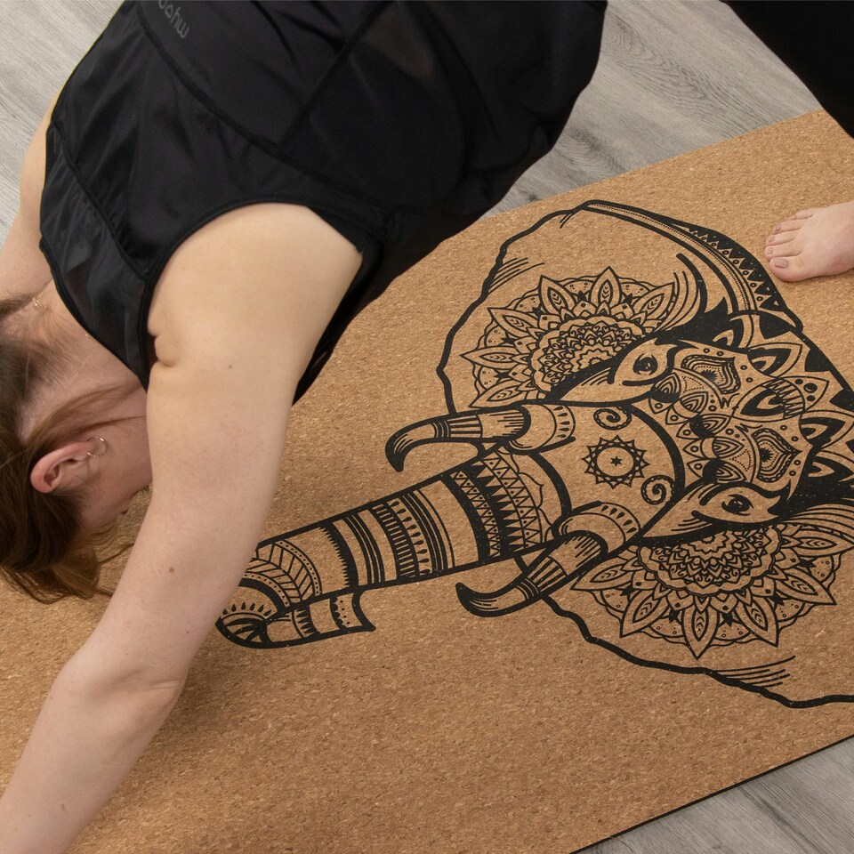 image 1 of Myga Elephant Extra Large Cork Yoga Mat