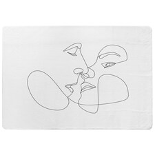 Couple Kiss In Line Art Designer Rug | Multi