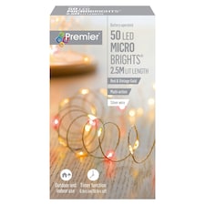 Premier MicroBrights Lights 50 LED Red Vintage Gold 2.5m