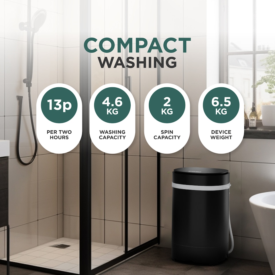 image 1 of DMD 2 In 1 Portable Washing Machine with Built in Spin Dryer 3kg Wash/2kg Spin