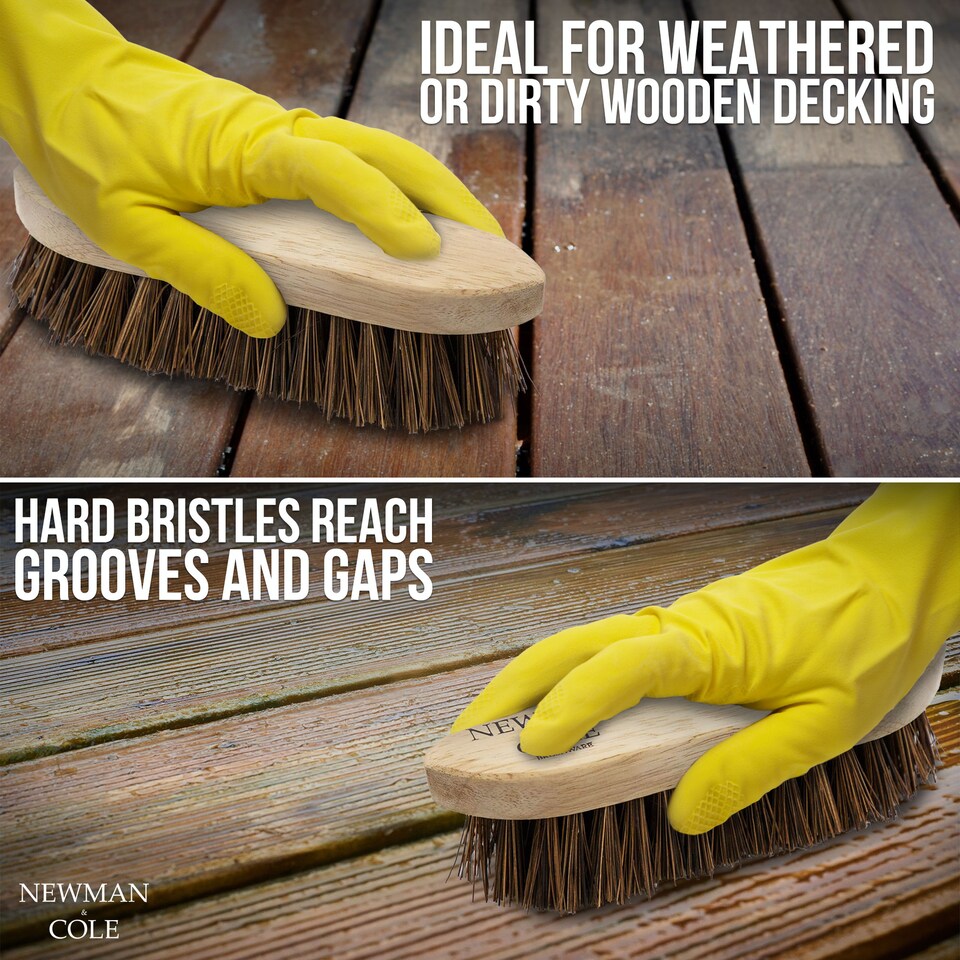 image 1 of Wooden Scrubbing Brush Heavy Duty Hand Scrubber with Stiff Natural Bassine Bristles