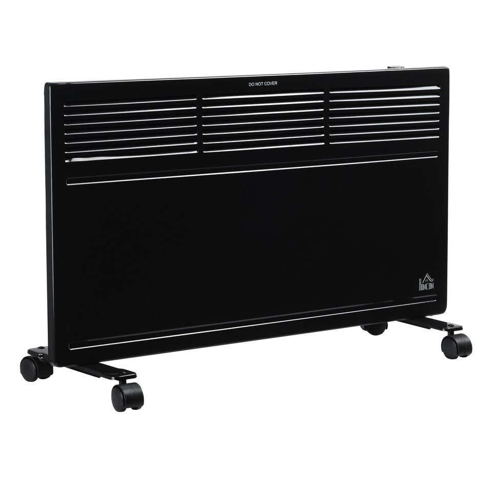 image 1 of HOMCOM Convector Radiator Heater w/ Adjustable Thermostat Safety Cut-Off, Black