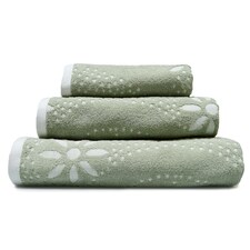 Luxury Marrakesh Floral Geo Patterned Towels - 100% Cotton Green | Sage Green | Bath sheet