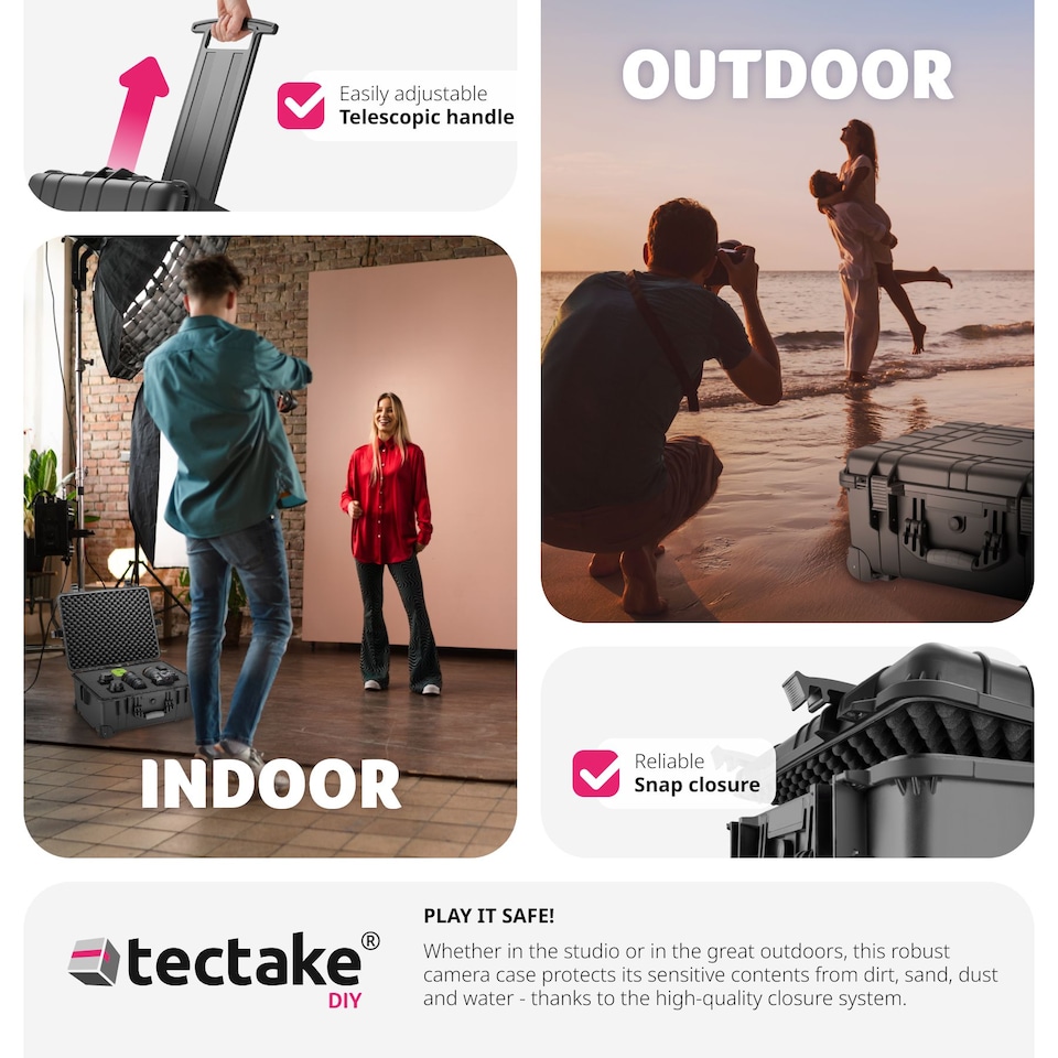 image 1 of Camera Case - hard shell, foam inserts, waterproof, telescopic handle | Black | black | M | 1