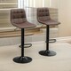 image 7 of 2PC Adjustable Height 360 Swivel Barstools Set With Shell Backrest Brown Brown