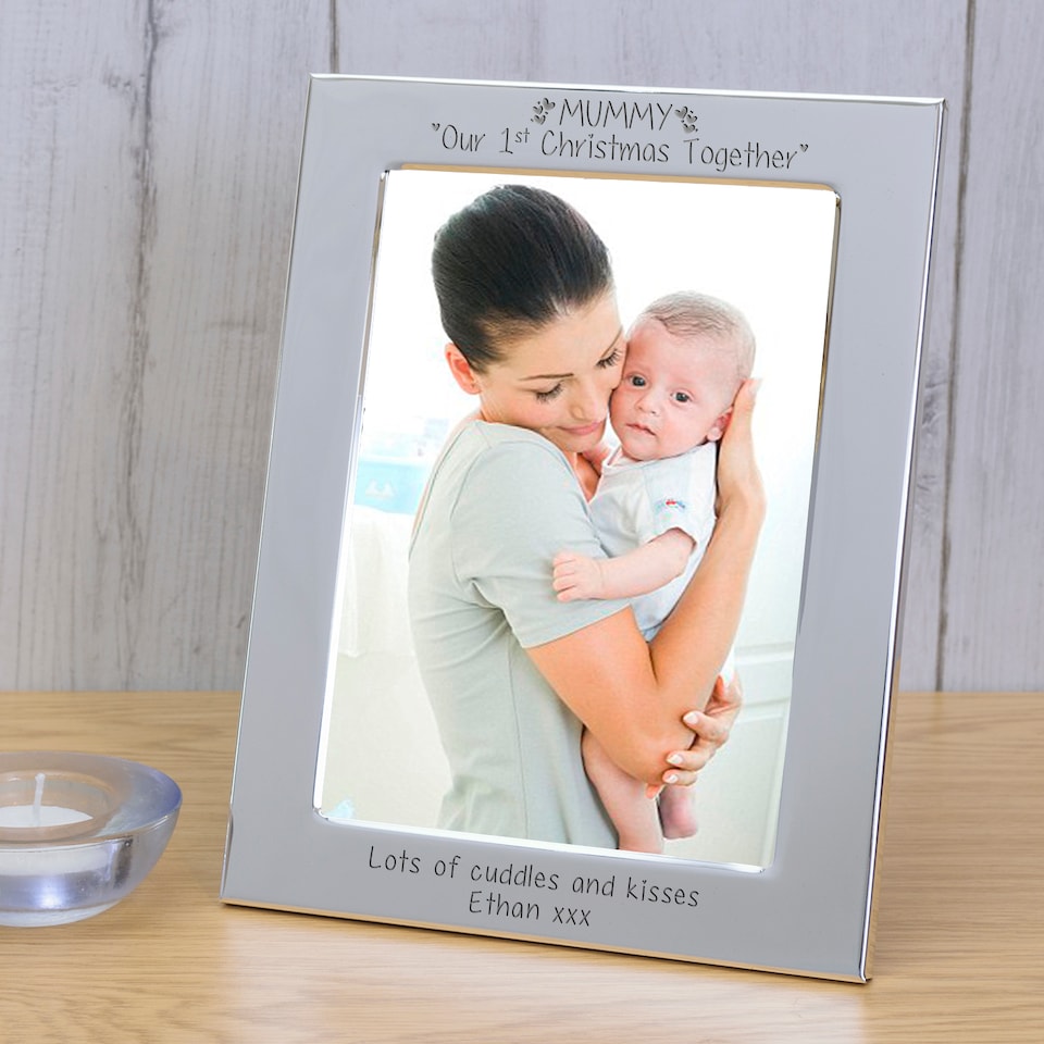 image 1 of Personalised Mummy Our 1st Christmas Together Silver Plated Picture Frame 6x4