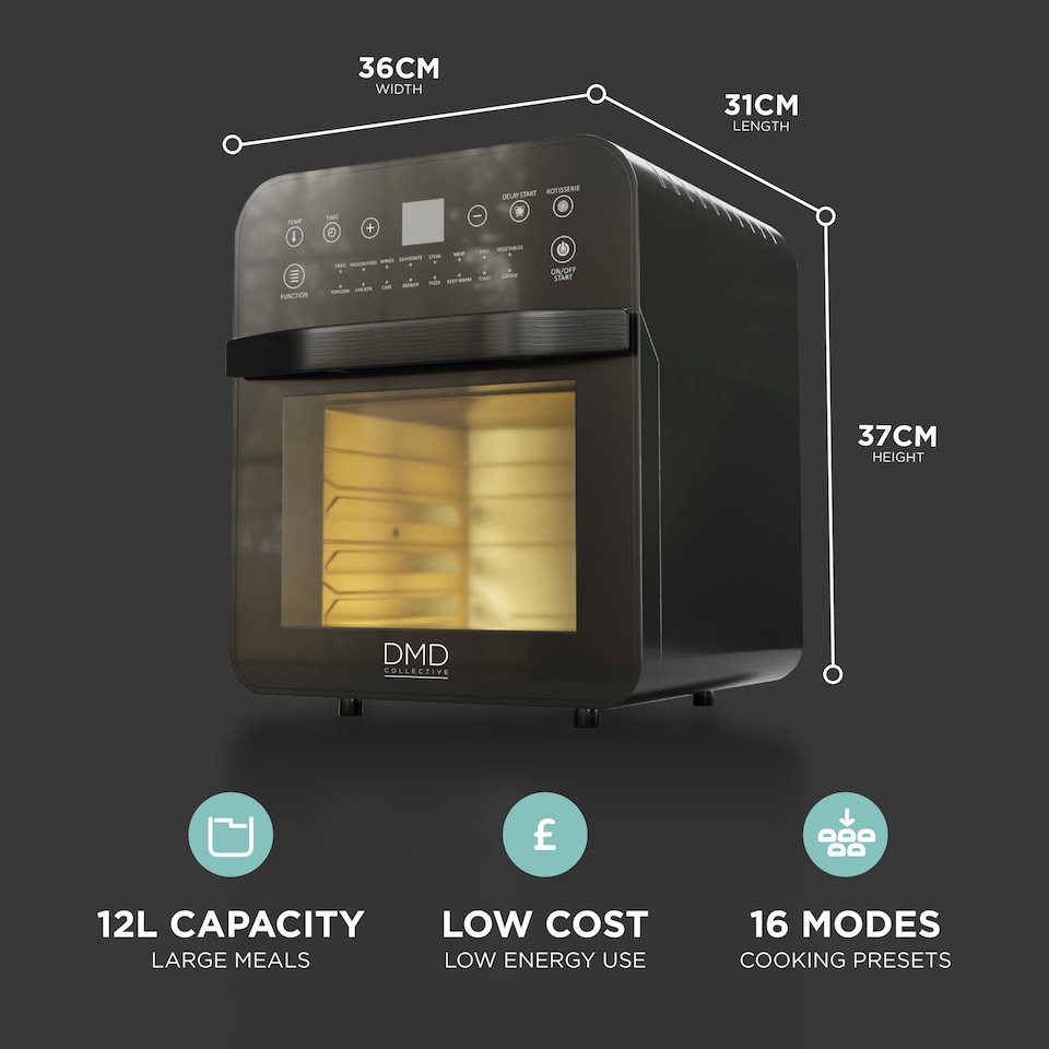 image 1 of DMD 12L Digital Air Fryer Oven with Rapid Air Circulation, 60 Minute Timer