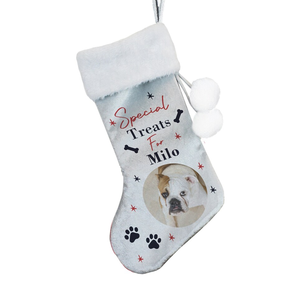 image 1 of Personalised Photo Upload Dog Christmas Stocking