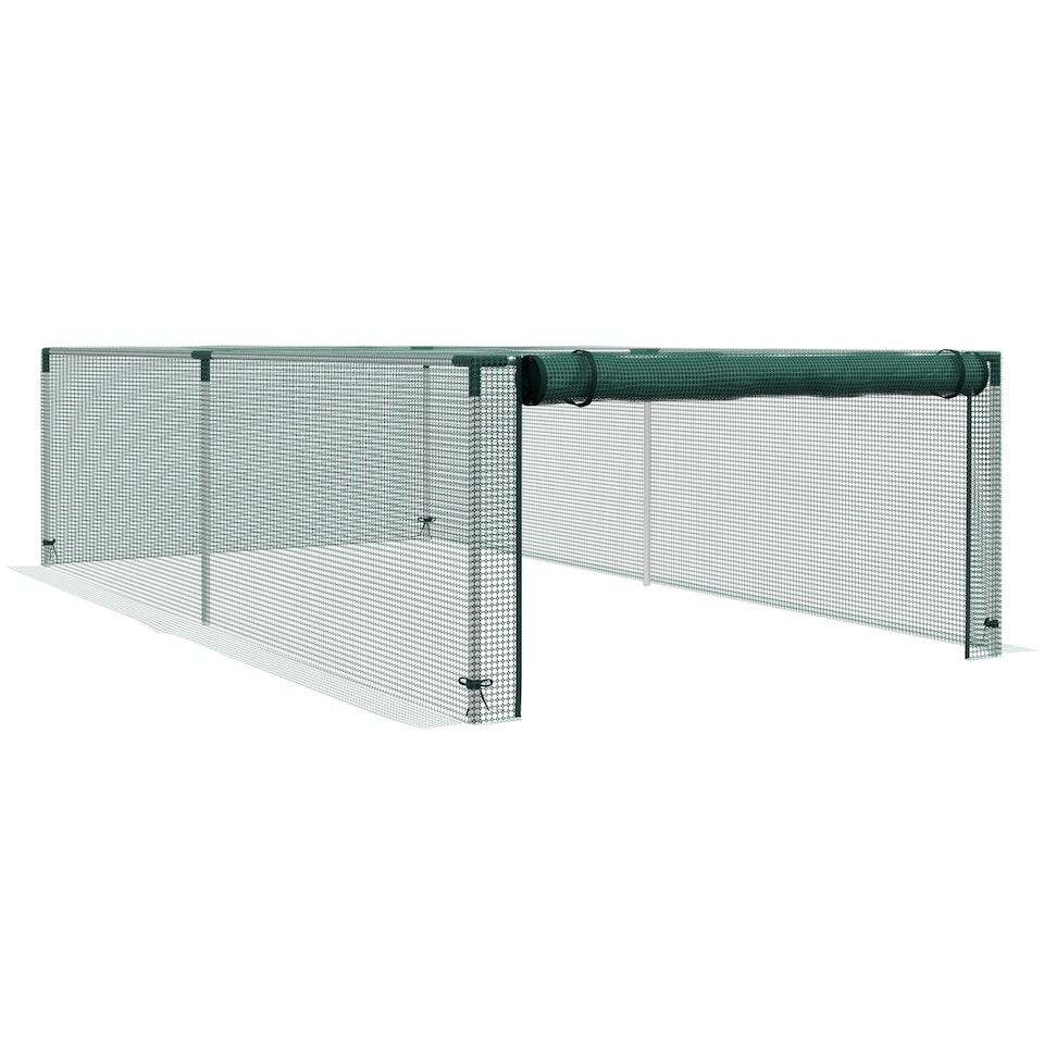 image 1 of Outsunny 8'x4' Crop Cage, Zipped Door, Steel Frame, Green