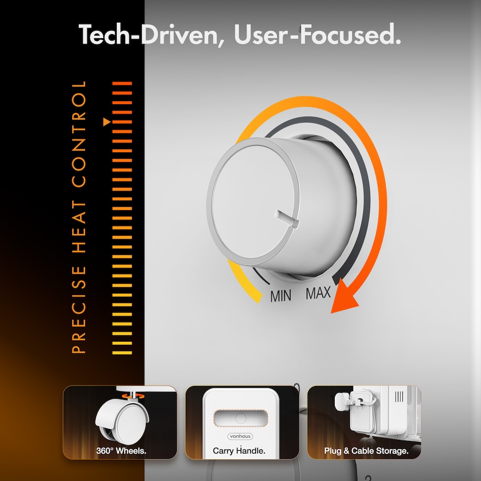 image 1 of VonHaus Oil Filled Radiator 7 Fin Portable Electric Heater