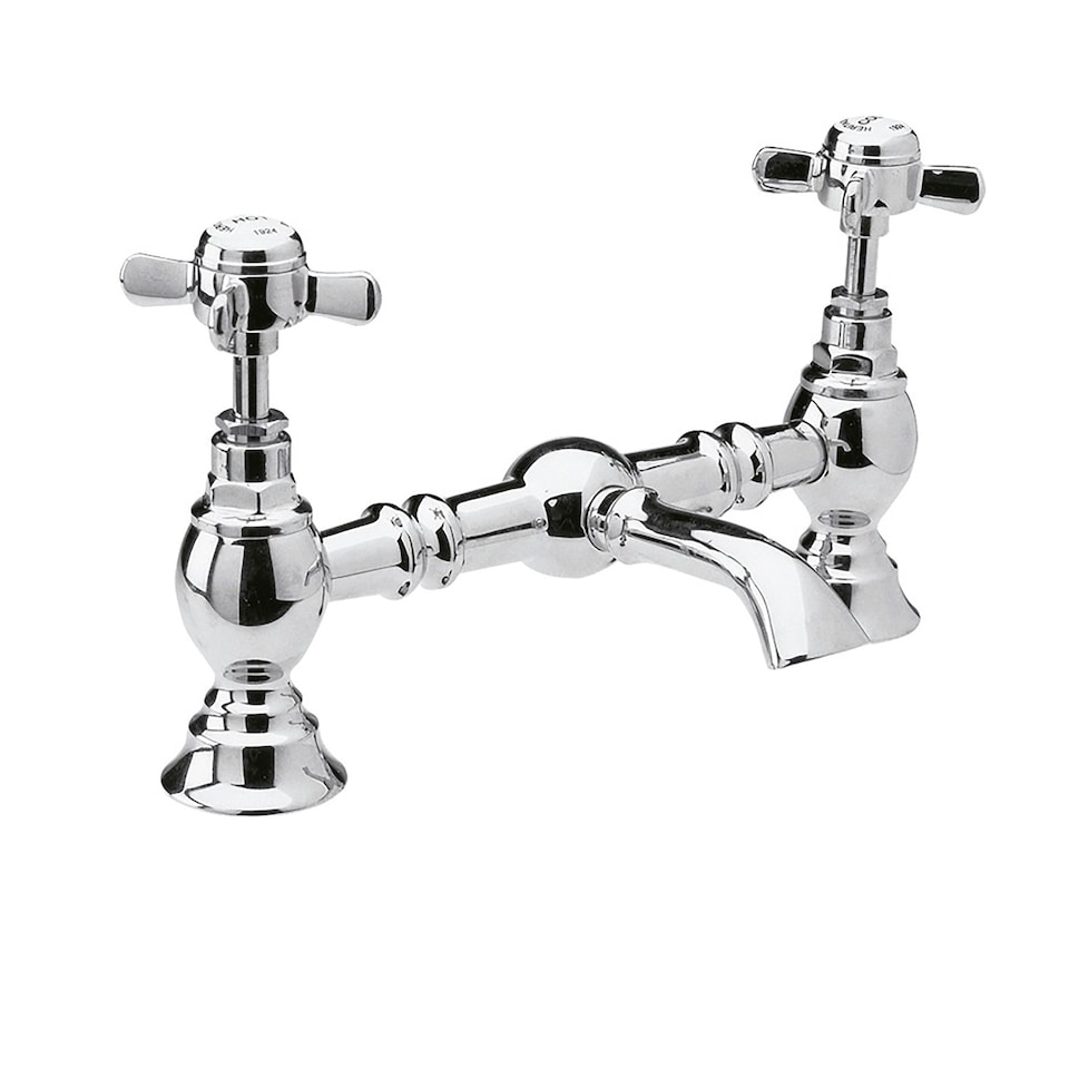 image 1 of Traditional Crosshead Bridge 2 Tap Hole Mixer - Chrome