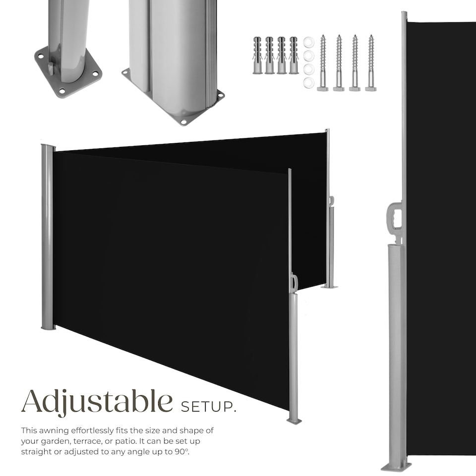 image 1 of Double-sided retractable awning and privacy screen | Black | black | 1