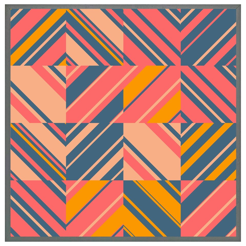image 1 of Striped bright geometric pattern (Picture Frame) White | M