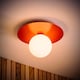 image 3 of ValueLights Darla Rust Frosted Globe Bathroom Flush Ceiling Light | Orange