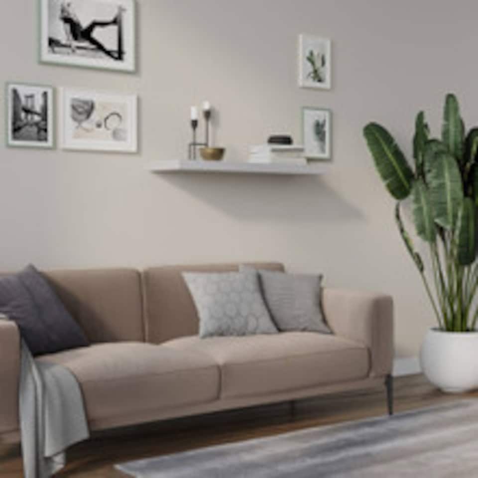 image 1 of Floating Wooden Wall Shelves - 80x23.5cm | White | White & Set of 3 | 3