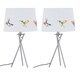image 1 of First Choice Lighting Set of 2 Hummingbird Chrome Tripod Table Lamps with Linen Bird Print Shades Chrome | Multi
