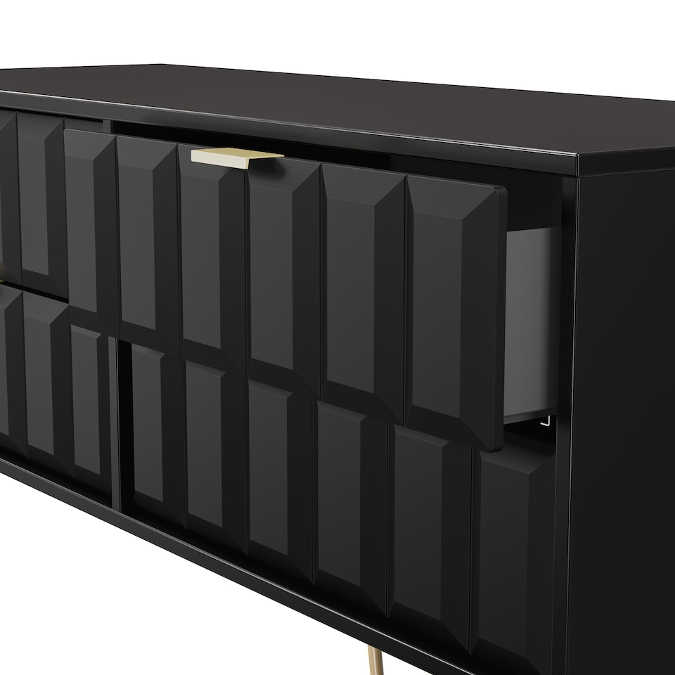 image 1 of Metro 4 Drawer Bed Box in Deep Black & Black Matt (Ready Assembled) | Black | Deep Black & Black Matt