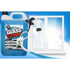 2 x 5L Glass Cleaner No Streak Formula Superior Cleaning Power Complete With Long Hose Trigger