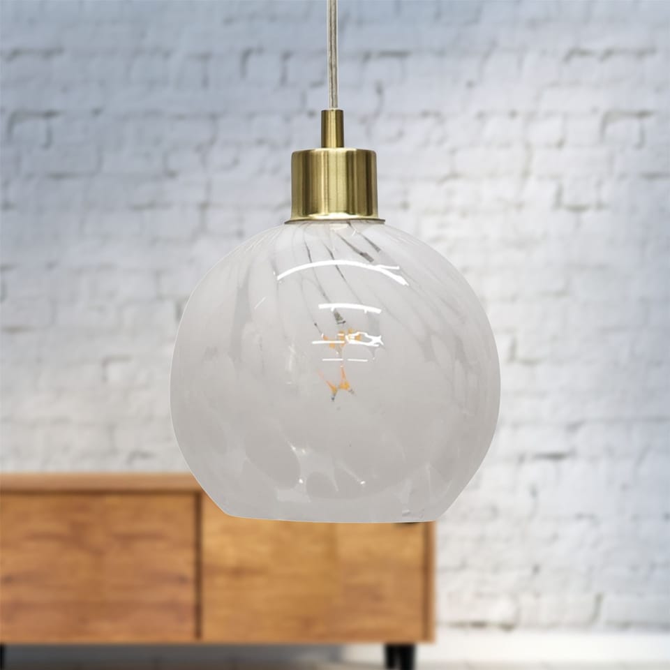 image 1 of Confetti - Glass Globe with Satin Brass Pendant Fitting
