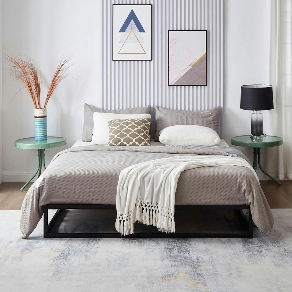 image 1 of King Bed Frame Extra Strong Platform Metal Frame Bedroom Easy Build (Copy)