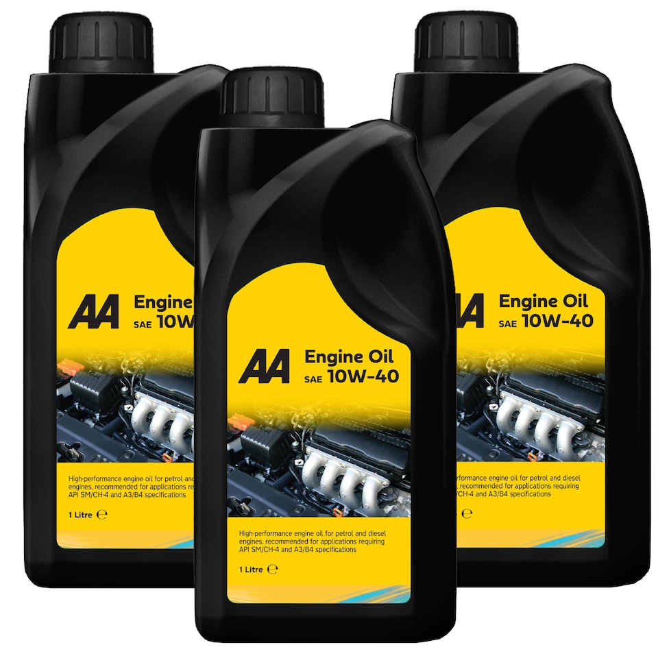 AA Engine Oil SAE 10W-40 3 x 1L - Semi-Synthetic, Petrol & Diesel - High-Performance - API SM/CH-4, ACEA A3/B4