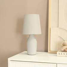 ValueLights Arlo Grey Ceramic Table Lamp with Grey Fabric Shade