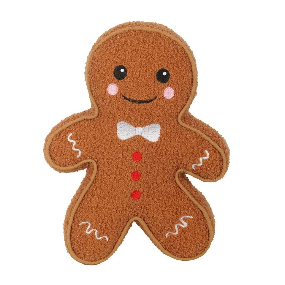 image 1 of Gingerbread Man Boucle Cushion H34 x W25cm Brown
