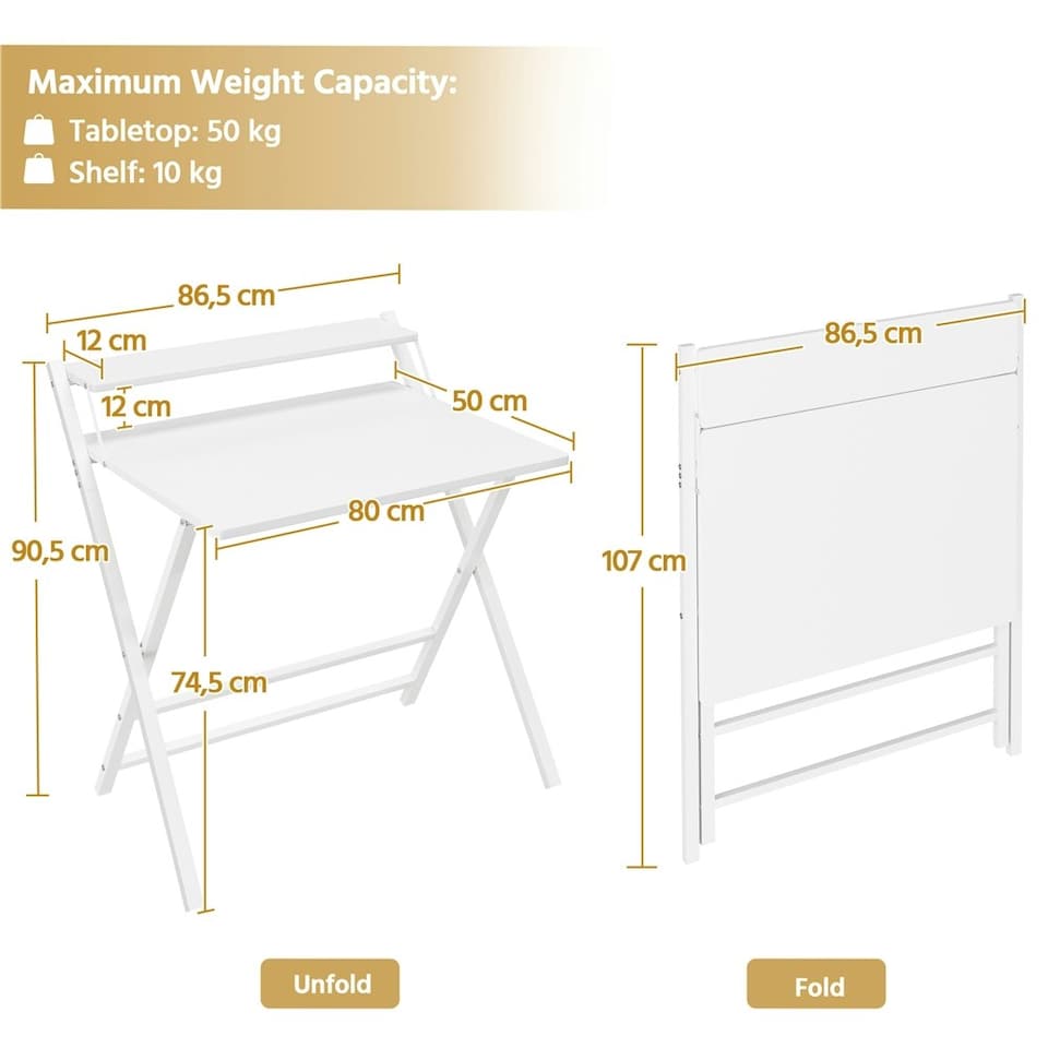 image 1 of Yaheetech 2-Tier Foldable Computer Desk w/ Monitor Shelf