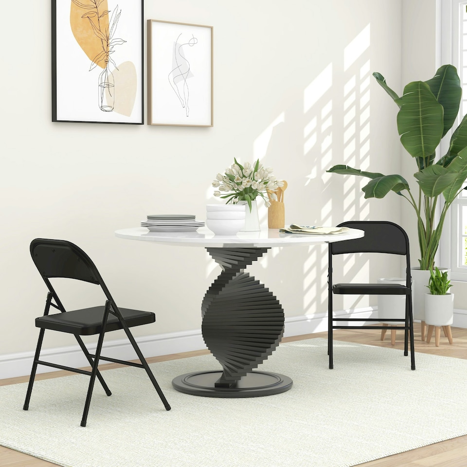 image 1 of HOMCOM 2 Pack Padded Folding Chairs with Cushioned Seat and Metal Frame Black