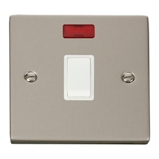 SE HOME Pearl Nickel 1 Gang 20A DP Switch With Neon | Silver | Pearl Nickel
