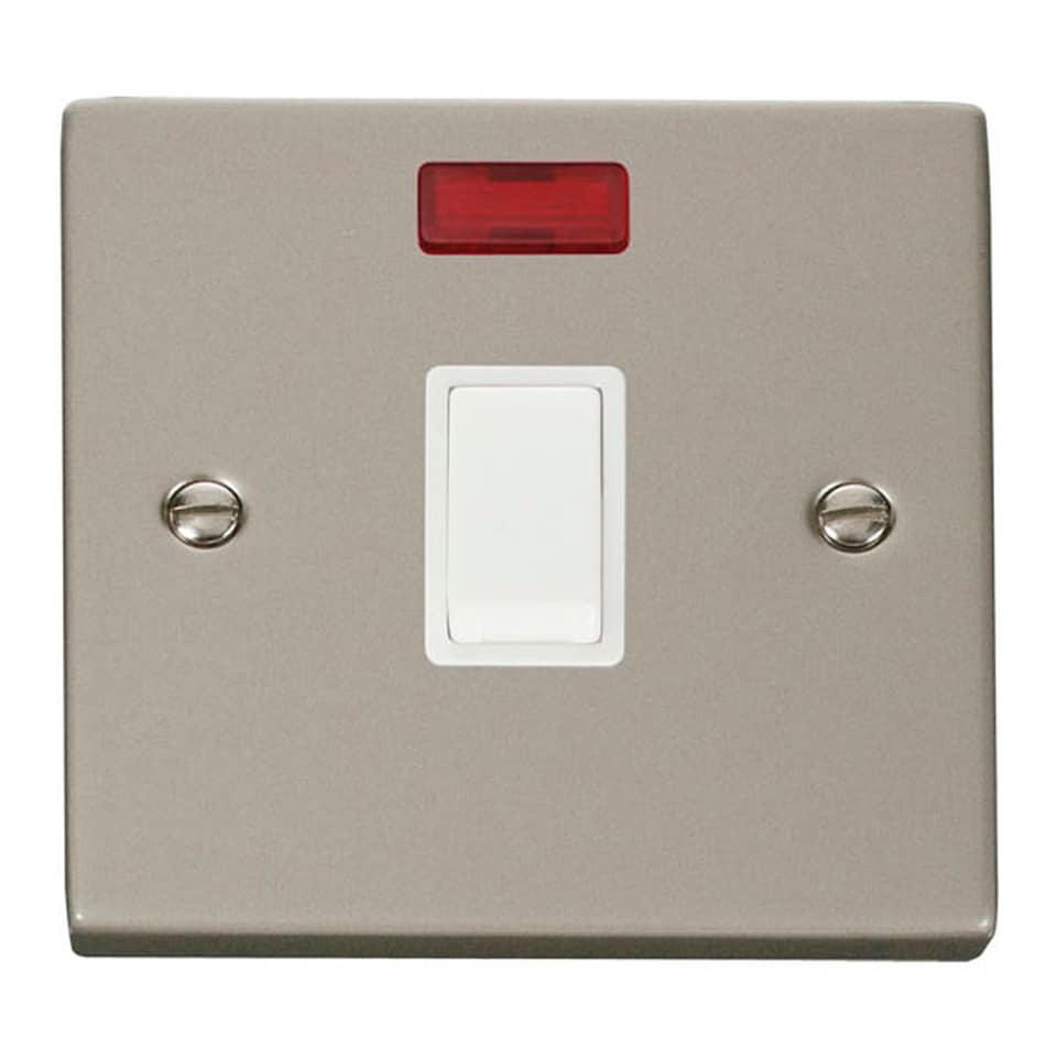 SE HOME Pearl Nickel 1 Gang 20A DP Switch With Neon | Silver | Pearl Nickel