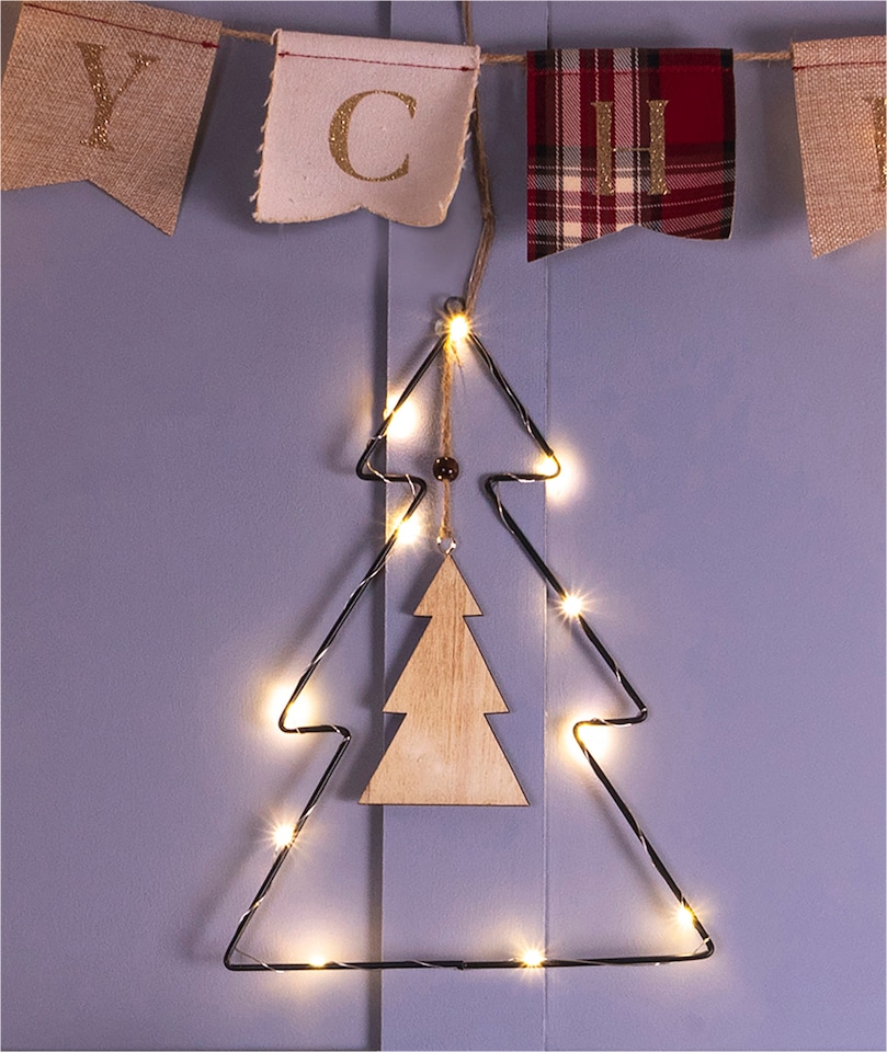 image 1 of St Helens METAL Christmas TREE SHAPE WOODEN HANGING CENTRE