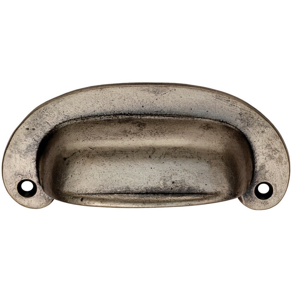 Loops Oval Plate Cabinet Cup Handle 106 x 44.5mm 87mm Fixing Centres Pewter