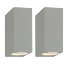 Set of 2 Falmouth - Grey Up Down Outdoor IP44 Wall Lights | Grey | Clear | 2
