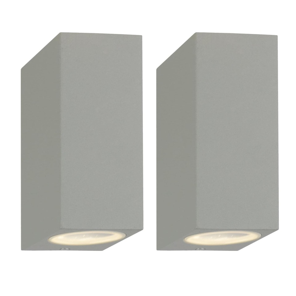 image 1 of Set of 2 Falmouth - Grey Up Down Outdoor IP44 Wall Lights | Grey | Clear | 2