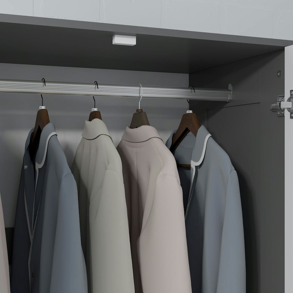 image 1 of HOMCOM 2 Door Wardrobe Modern Wardrobe with 3 Drawer and Hanging Rod, Grey