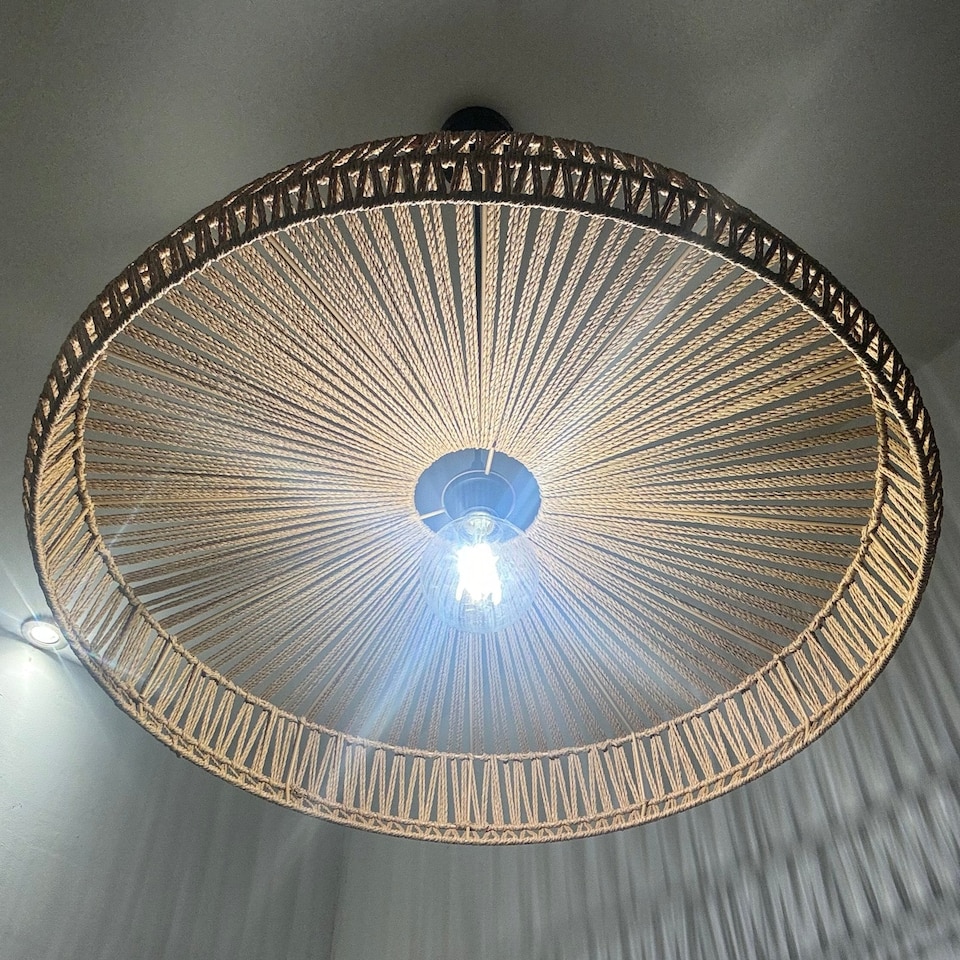 image 1 of CGC 70 cm Extra-Large Natural String Woven Round Easy-Fit Lampshade | Brown | Natural | 70 cm