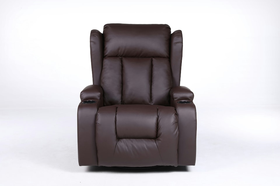 image 1 of SoHo 10 in 1 Recliner Armchair With Swivel, Tilt Heated and Massage Functionality Brown | Brown | One Size