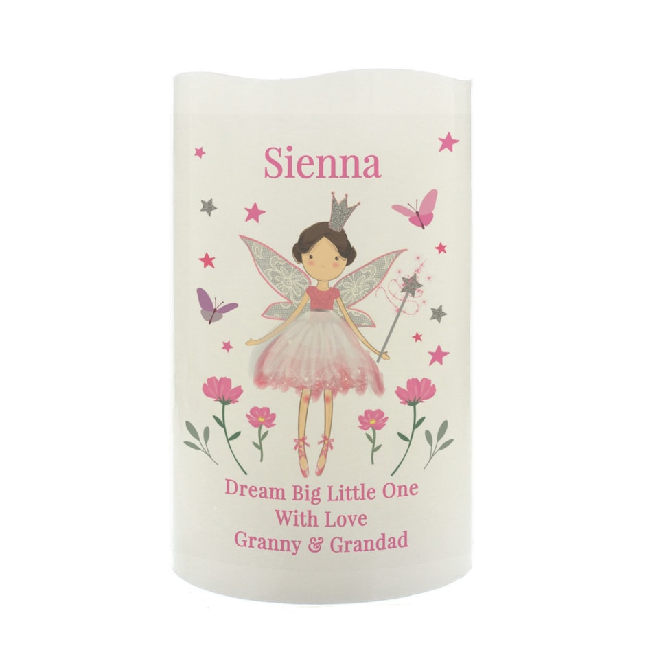image 1 of Personalised Fairy Princess Night Light LED Candle Cream