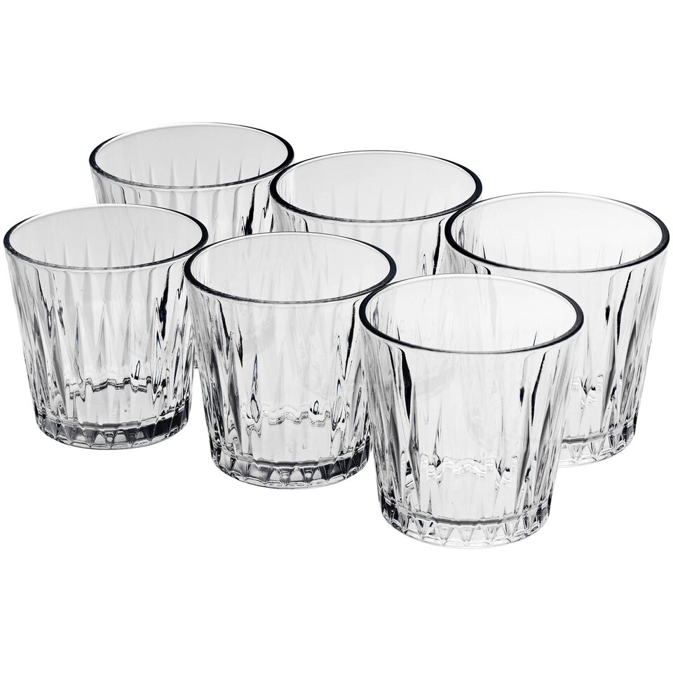 image 1 of Highball Drinking Glasses Whiskey Water Juice Tumblers 6 Set | Clear | 6x300ml Whiskey Tumblers | 300ml