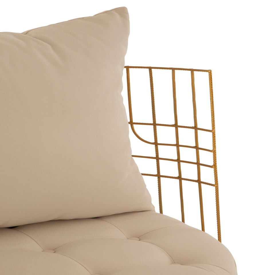 image 1 of Luxurious Gold Finish Chair With Cushion, Fabric Upholstered Arm Chair For Bedroom, Stylish Armchair Gold