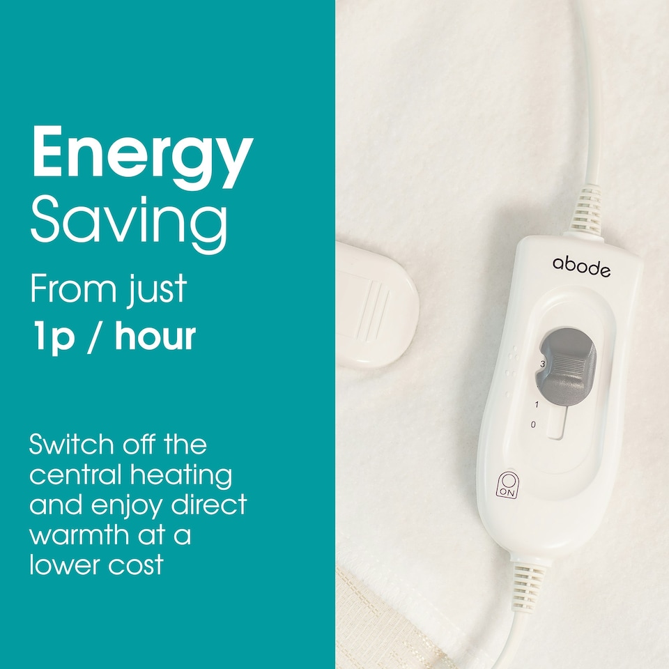 image 1 of Abode AEDB2002 Double Electric Blanket 90W Heated Underblanket White 3 Heats White