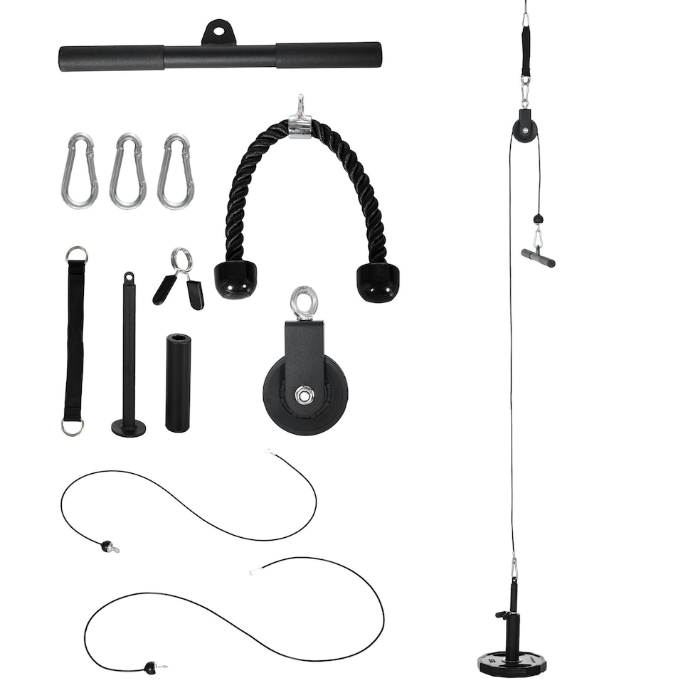 image 1 of SPORTNOW Cable Pulley System, Lat Pull Down System with DIY Loading Weight Pin