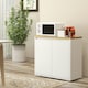image 2 of HOMCOM Sideboard Living Room Cabinet with Double Door Cabinet Adjustable Shelf White | Natural