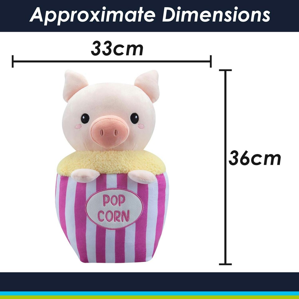 image 1 of Popcorn Pig Soft Toy Cute Plushie Huggable Cuddly Stuffed Toy 36cm Pink