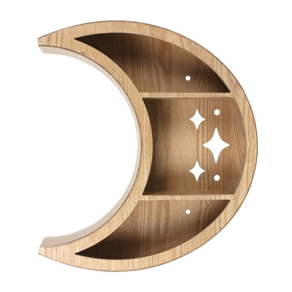image 1 of Something Different Wooden Crescent Moon Wall Shelf - Brown - One Size
