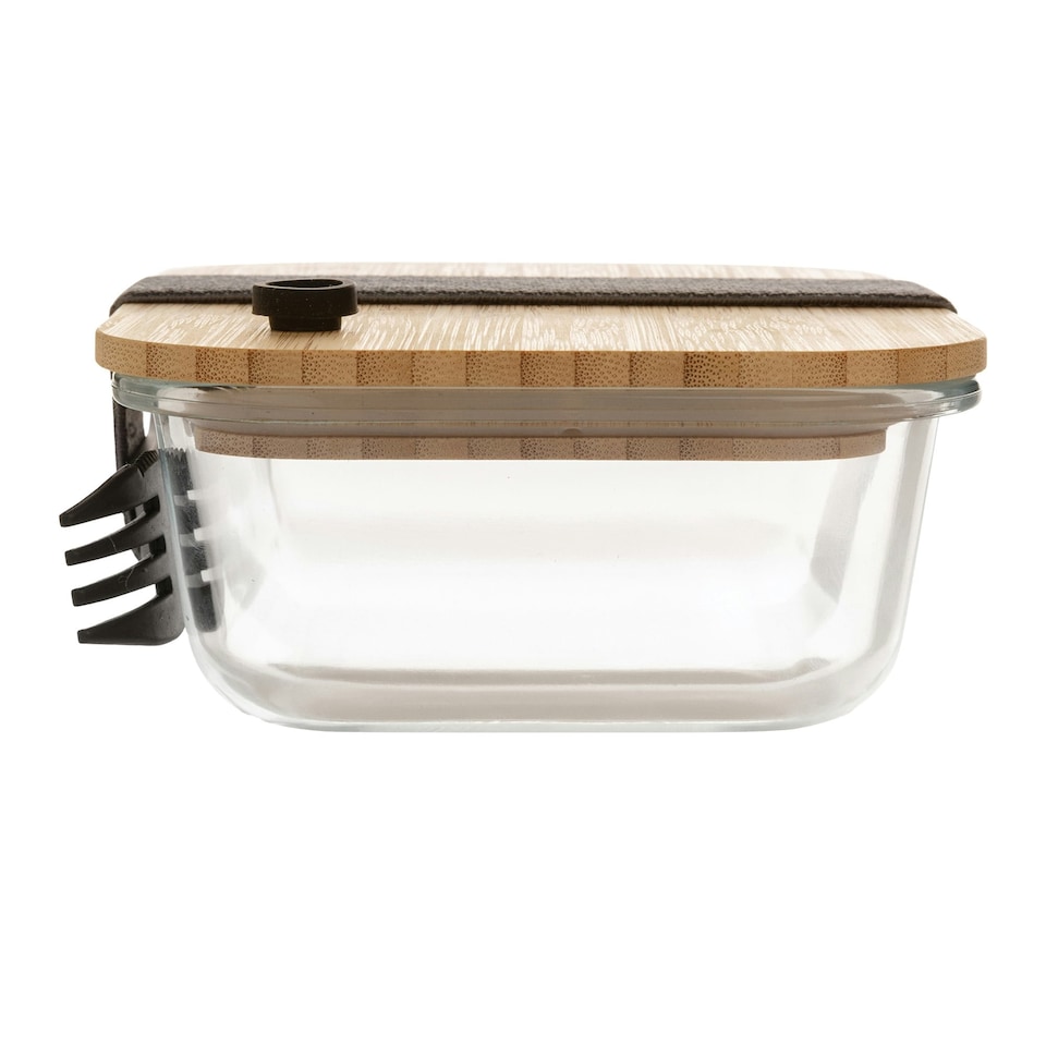 image 1 of XD Collection Bamboo Lunch Box Set - Transparent - One Size