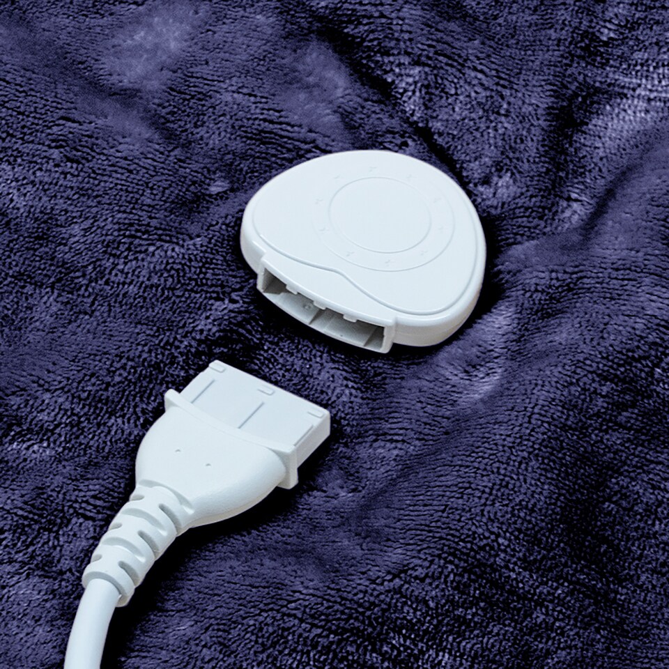 image 1 of Neo Navy Electric Heated Throw Over Blanket - Reversible | Blue | Navy