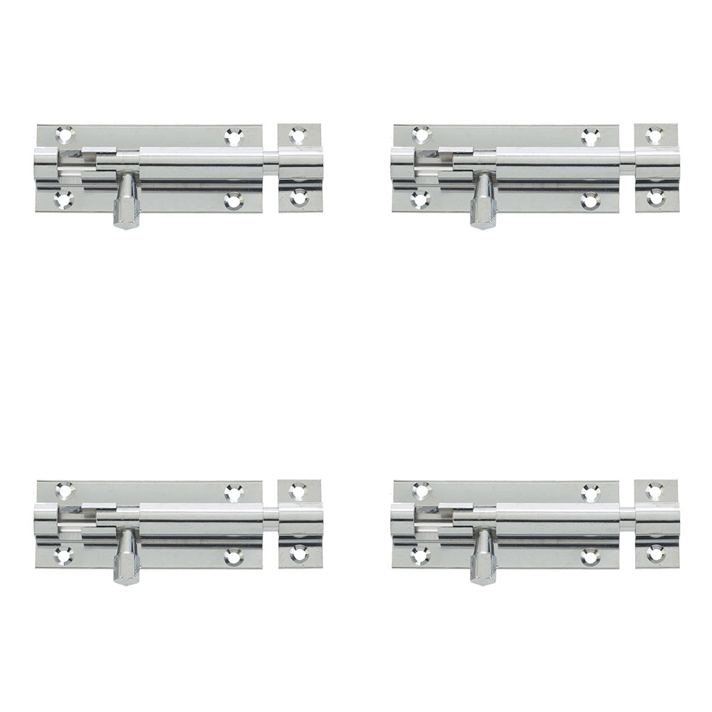 4 PACK High-Quality Polished Chrome Brass Straight Barrel Bolts 64x25mm for Secure Locking - Door Bolt